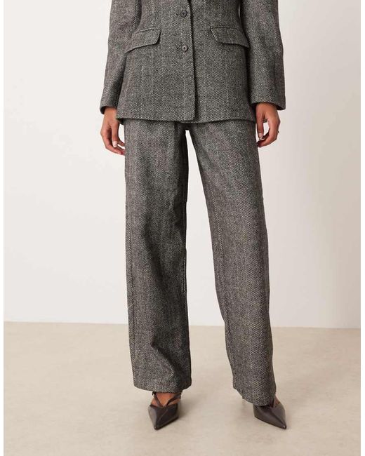 ASOS Gray Wool Blend Tailored Barrel Suit Trousers