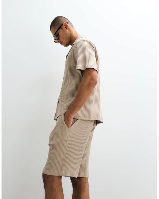SELECTED White Ribbed Shorts for men