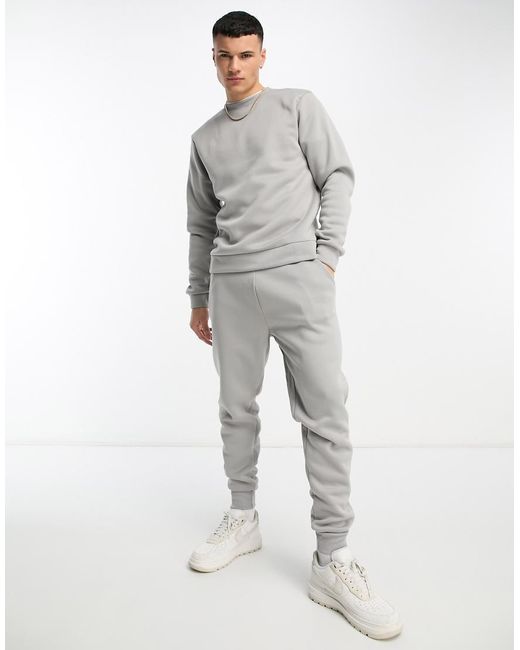 Don't Think Twice Gray Dtt Crew Neck Sweatshirt & jogger Tracksuit Set for men