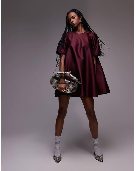 ASOS Purple Satin Full Skirt Mini Dress