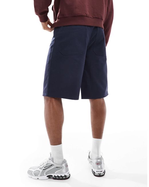 ASOS – lang geschnittene shorts aus canvas in Blue für Herren