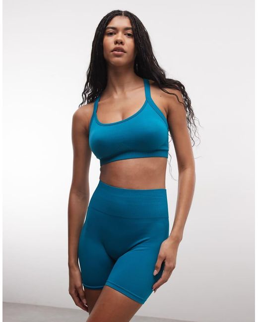4505 Blue Sculpting Seamless 13cm High Waist Booty Shorts