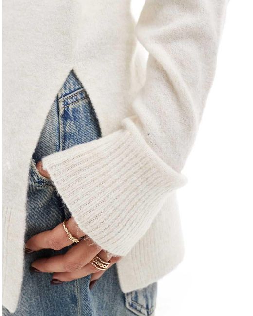 Vero Moda White Longline Soft Jumper