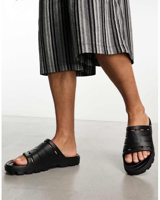 Timberland Black Get Outside Sliders for men