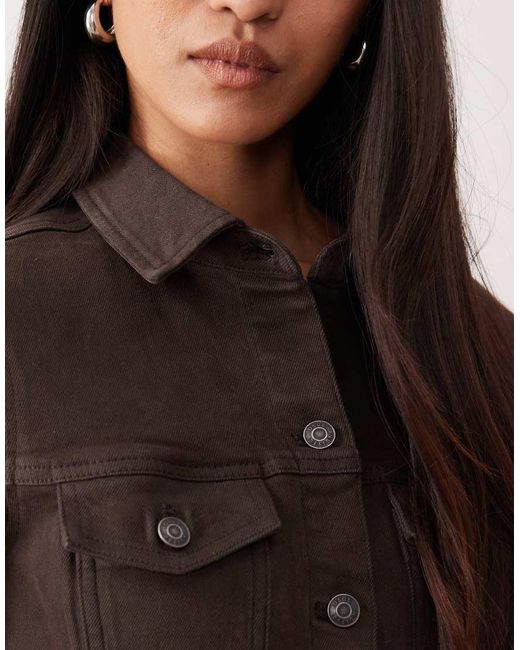 ASOS Natural Denim Long Sleeve Fitted Shirt Dress
