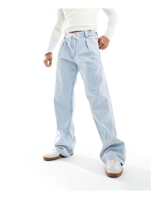 Calvin Klein – loose jeans mit bundfalten in Blue für Herren
