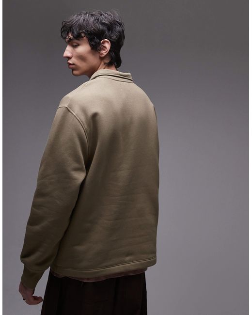 Topman Gray 1/4 Zip Sweatshirt for men