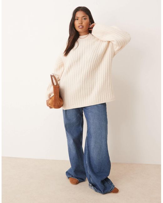 ASOS Blue Asos design curve – gerippter longline-pullover