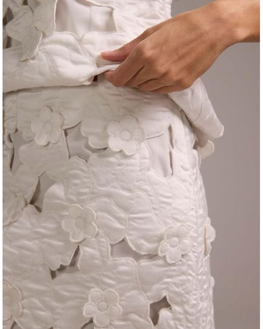 ASOS Natural Bridal 3d Floral Cutwork Mini Skirt