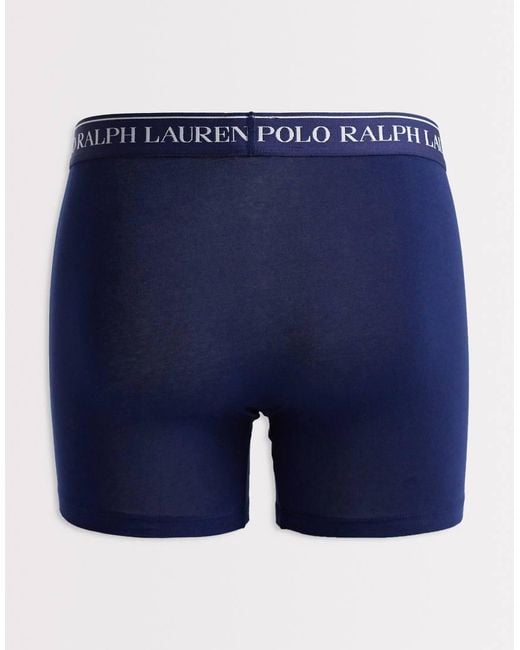 Polo Ralph Lauren Blue 3 Pack Of Stretch Cotton Boxer Briefs for men