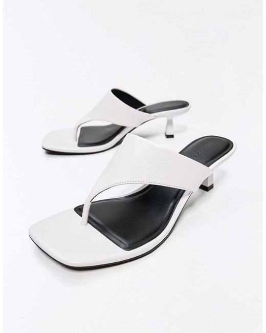 Bershka White Kitten Heel Sandals