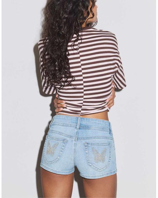 Stradivarius Blue Denim Mini Shorts