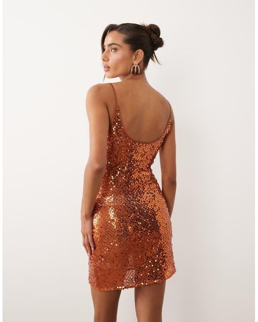ASOS Natural Scattered Sequin Embellished Cami Mini Dress