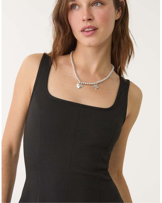 Stradivarius Korte Jurk Met Bandjes in het Black