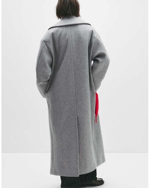 Pull&Bear White Soft Felt Texture Coat