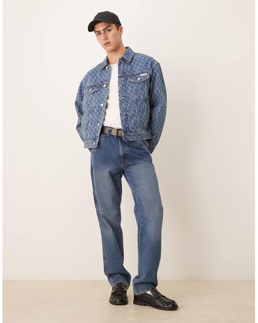 Calvin Klein Blue 90s All Over Print Denim Jacket for men