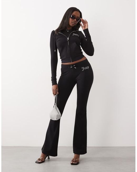 Juicy Couture Black Diamante Logo Detail Zip Through Hoodie