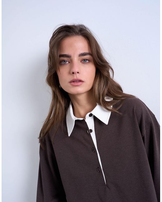 TOPSHOP Blue – langärmliges rugby-polohemd