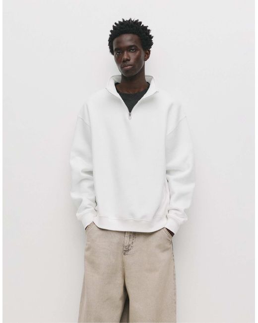 Pull&Bear – basic-sweatshirt in White für Herren