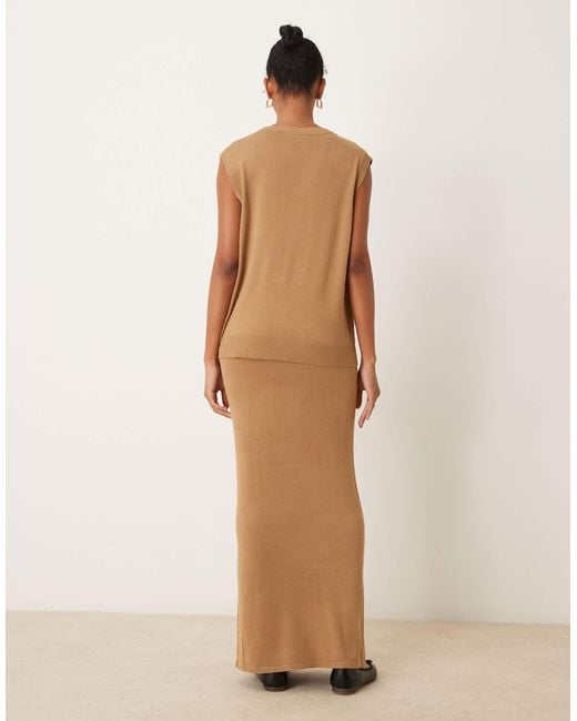 Vila Natural Knitted Maxi Skirt Co-Ord