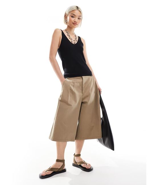 Vero Moda Geribbelde Gebreide Camitop Met V-Hals in het Black