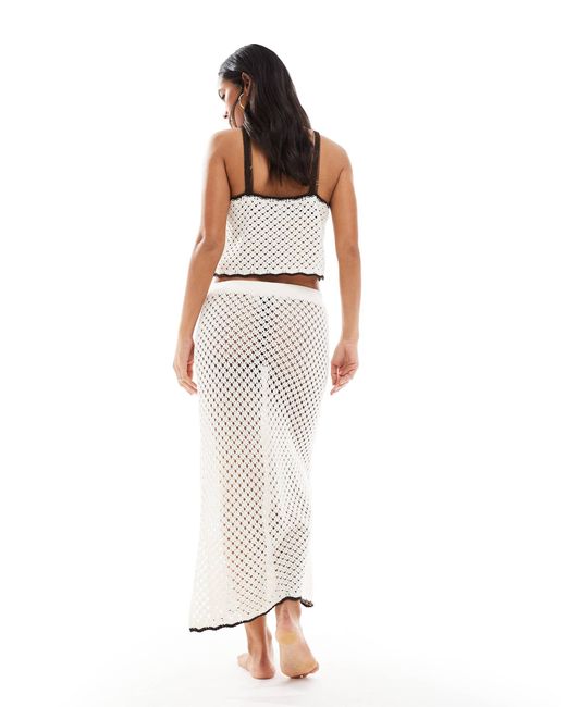 Miss Selfridge White Knit Tie Waist Maxi Skirt Beach