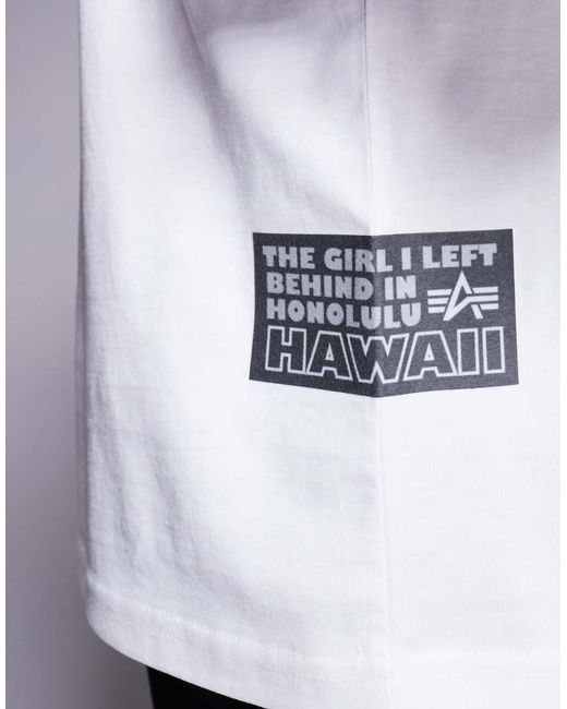 Alpha Industries T-Shirt Met Bloemenprint Op De Achterkant in het White voor heren