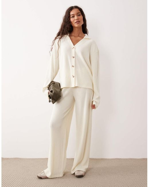 ASOS Natural – weiche hose aus angerautem rippstrick