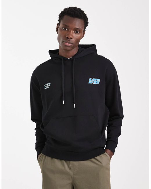 Sweat à capuche décontracté avec imprimé course effet craquelé ASOS pour homme en coloris Black