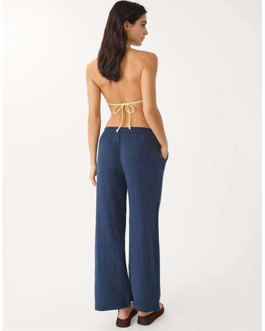 Stradivarius Broek Met Elastische Tailleband in het Blue