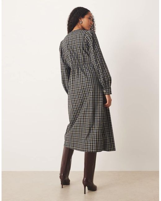 Y.A.S Gray Asymetric Button Midi Dress