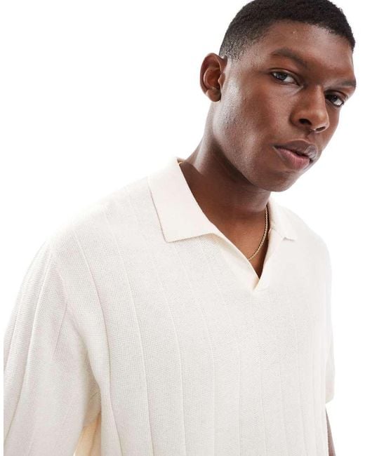 Jack & Jones White Open Neck Polo for men