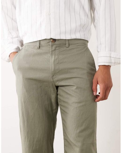 SELECTED Natural Straight Linen Blend Trousers for men