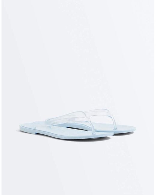 Oysho White Translucent Effect Beachwear Flip Flops