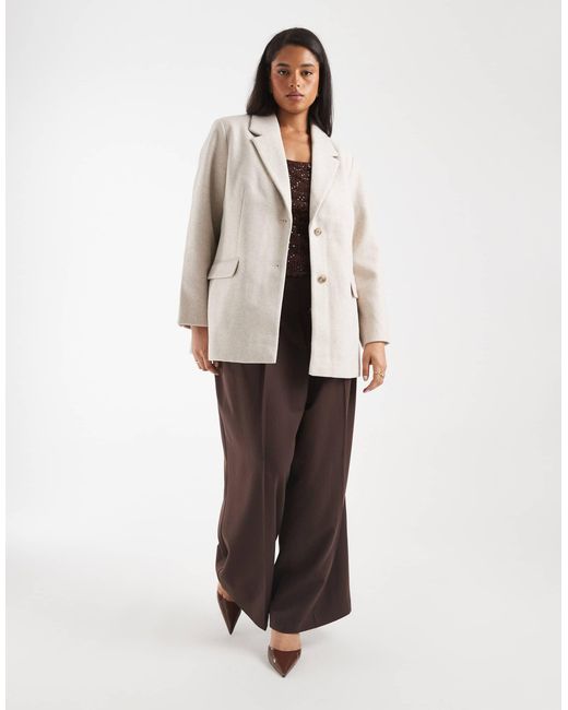 Vero Moda Natural Felt Oversized Blazer Jacket