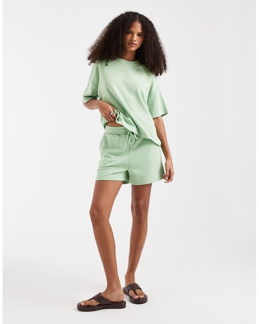 Pieces Green High Waist Sweat Shorts Co-Ord