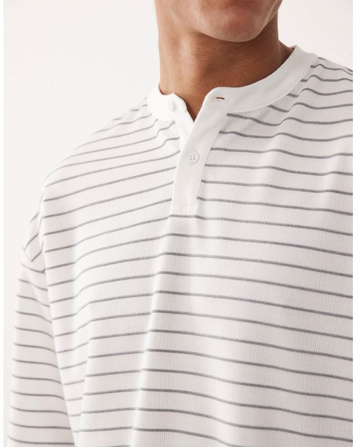 ASOS White Boxy Oversized Henley T-shirt for men