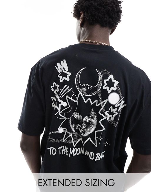 ASOS Black Oversized T-shirt With Celestial Back Print for men