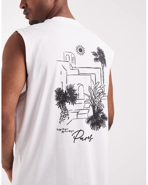 ASOS White Oversized Tank With Scenic Graphic for men
