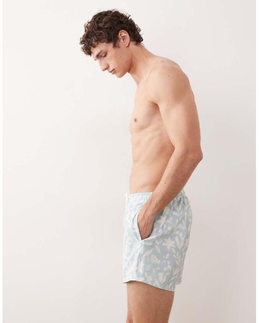 Free Society Natural Leaf Print Swimshort for men