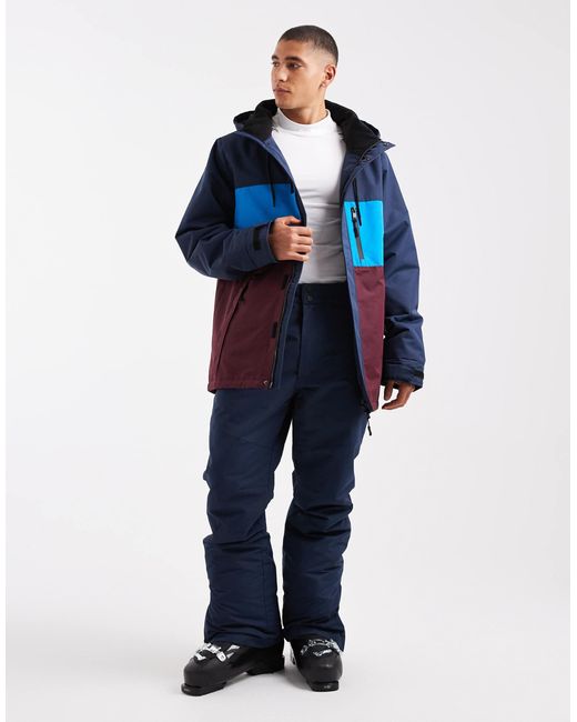 Threadbare Blue Zip Through Ski Jacket With Hood for men