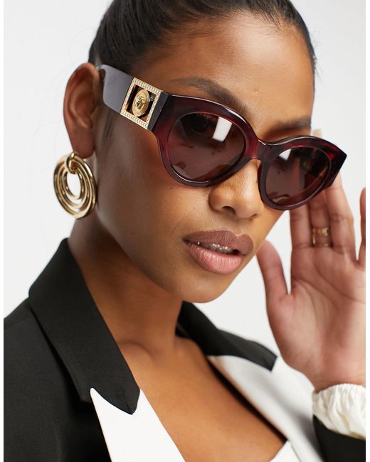 Versace Oversized Round Sunglasses in Black | Lyst Australia
