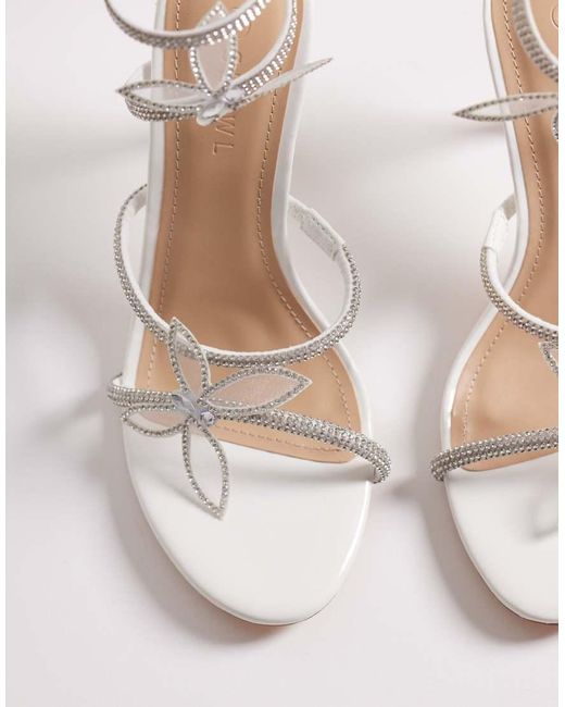 SEQWL White Liquorice Embelished Wrap Around Heeled Sandal