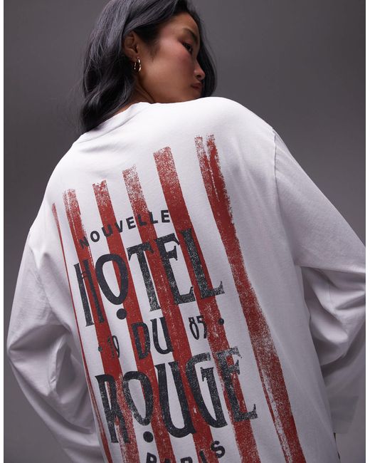 TOPSHOP Purple Graphic Hotel Rouge Long Sleeve Skater Tee