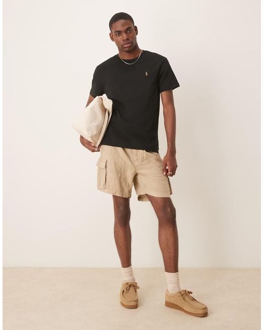 Gant Black Linen Cargo Shorts for men