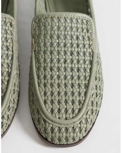 ASOS Green Melva Woven Clean Round Toe Loafers
