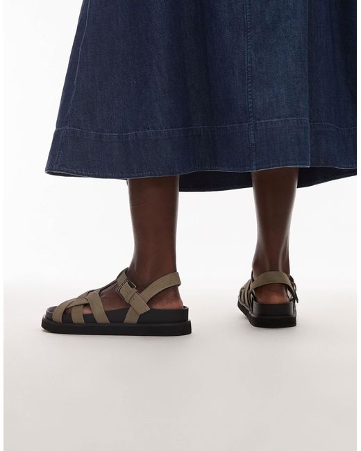 TOPSHOP Blue Jason Flat Sandals