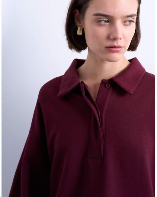 TOPSHOP Purple Polo Sweat