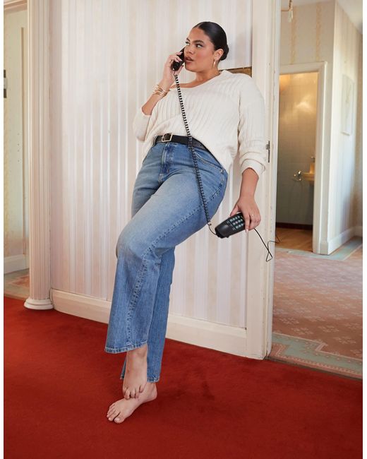 Asos design curve - jean large ajusté et délavé ASOS en coloris Blue