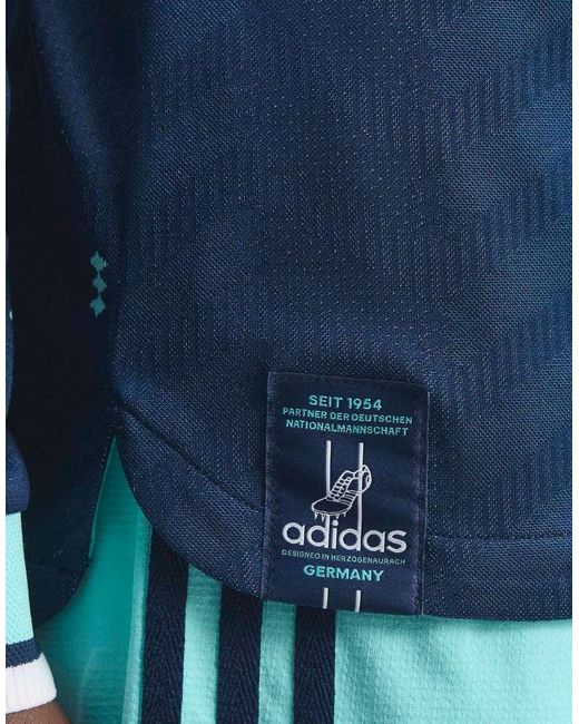 Adidas Originals Blue Germany 26 Away Authentic Long Sleeve Jersey for men